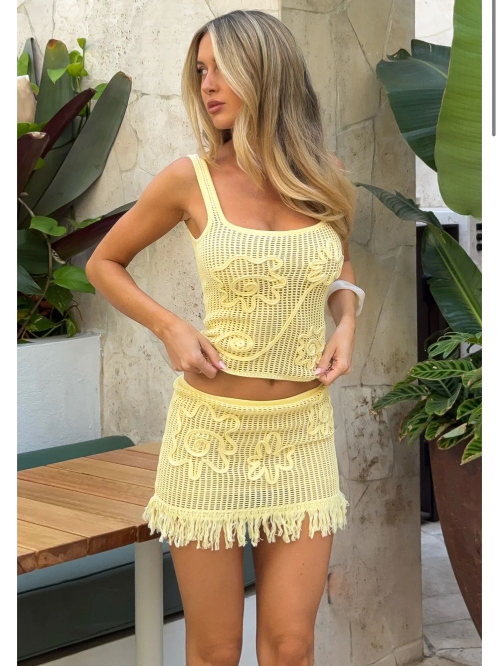 Living Loud Knit Mini Skirt Lemon